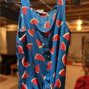 Pink Rose Watermelon Print Sleeveless Top
